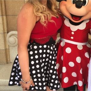 Disney Store A-Line Minnie Mouse Stretchy Polka Dot Skirt Costume Dress Up Large